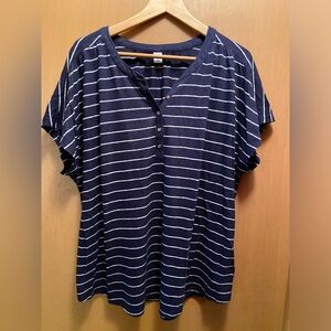 GUC Old Navy women’s plus size dolman sleeve linen blend Henley size XXL